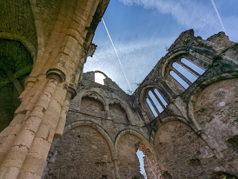 Netley Abbey ruins at dusk